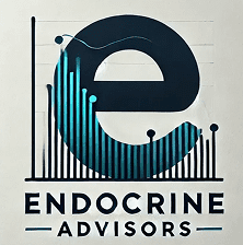 Logo of Endocrine Advisors featuring a stylized letter 'e' integrated with ascending bar chart lines.